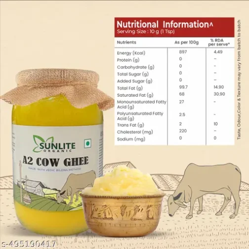 Sunlite Organic A2 Desi Cow Ghee 500g (Pack of 2) Pure & Natural - Image 3